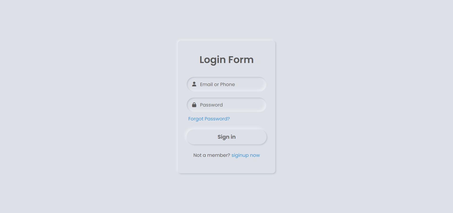 Neumorphism Login Form