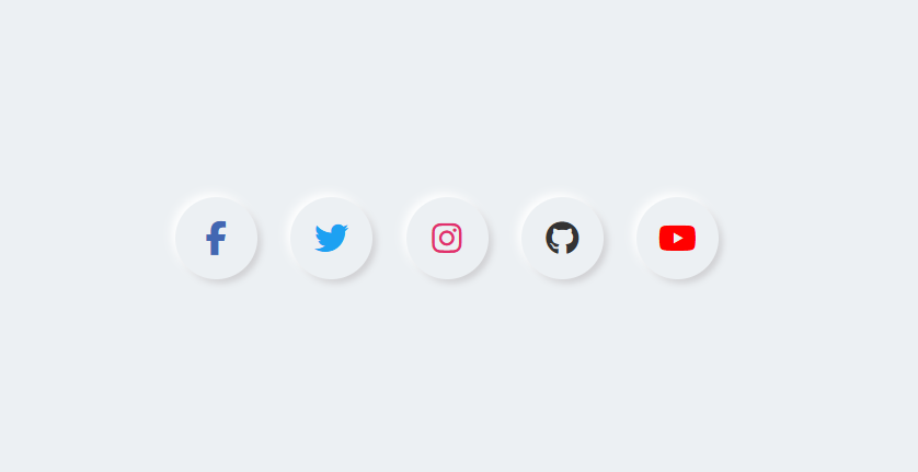 Neumorphism Social Media Icons Preview